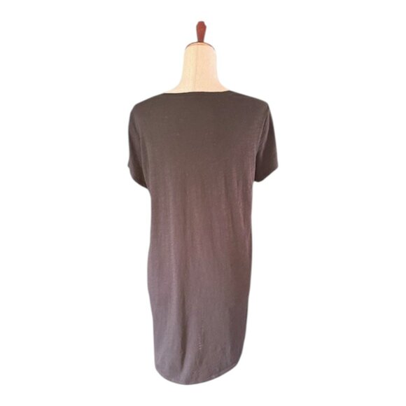 Eileen Fisher Black Slubby Organic Cotton Jersey Scoop Neck Hi Low Hem Med EUC - Picture 4 of 9